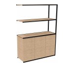 Bibliothèque Milea L 120 x P 41,5 x H 162 cm module suivant structure métal noir 3 portes