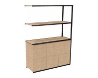 Bibliothèque Lumya L 120 x P 41,5 x H 162 cm module suivant structure métal noir 3 portes