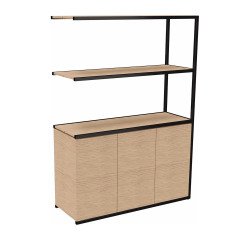 Library Lumya L 120 x D 41.5 x H 162 cm following module black metal structure 3 doors