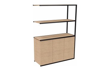 Library Lumya L 120 x D 41.5 x H 162 cm following module black metal structure 3 doors