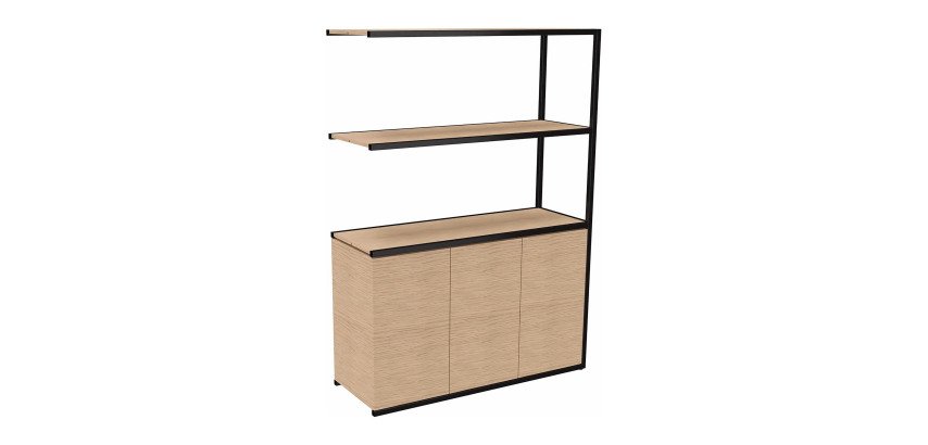 Bibliothèque Milea L 120 x P 41,5 x H 162 cm module suivant structure métal noir 3 portes