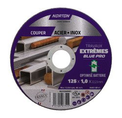 Disque à tronçonner fin pour métal/inox Norton Travaux Extremes 125 x 1 x 22,23 mm