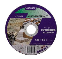 Disque à tronçonner Norton multi-matériaux Travaux Extremes 125 x 1,6 x 22,23 mm