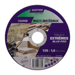 Disque à tronçonner Norton multi-matériaux Travaux Extremes 125 x 1,6 x 22,23 mm