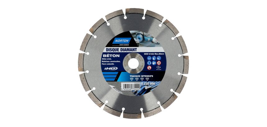 Disque diamant béton Norton Ø 230 x 22,23 mm - Nombre de segment 16
