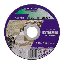 Disque à tronçonner Norton multi-matériaux Travaux Extremes 115 x 1,6 x 22,23 mm