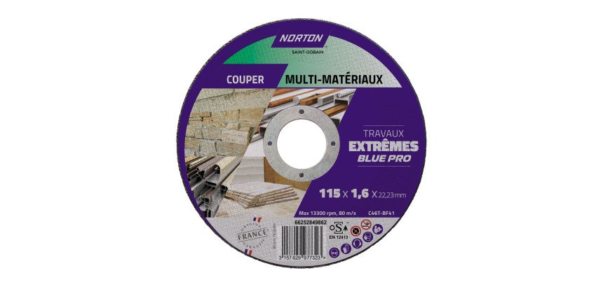 Disque à tronçonner Norton multi-matériaux Travaux Extremes 115 x 1,6 x 22,23 mm