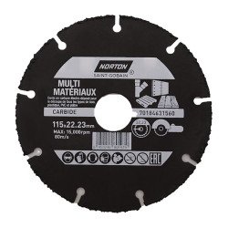 Disque carbure Norton multi-matériaux  Ø 115 x 22,23 mm - Nombre de segment 9