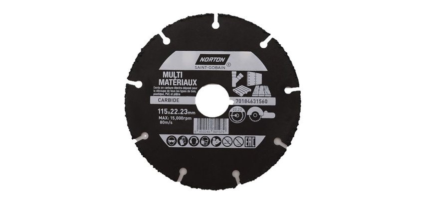 Disque carbure Norton multi-matériaux  Ø 115 x 22,23 mm - Nombre de segment 9