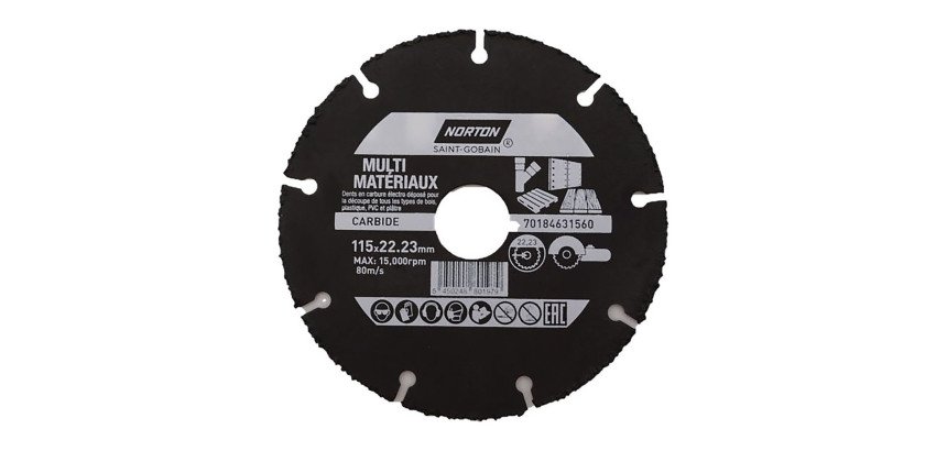 Disque carbure Norton multi-matériaux  Ø 115 x 22,23 mm - Nombre de segment 9
