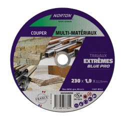 Disque à tronçonner Norton multi-matériaux Travaux Extremes 230 x 1,9 x 22,23 mm