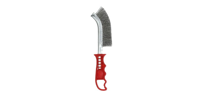 Brosse à main Norton manche en plastique rouge/acier 260 x 40 mm