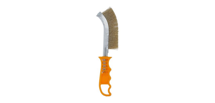 Brosse à main Norton manche en plastique jaune /laiton 260 x 40 mm