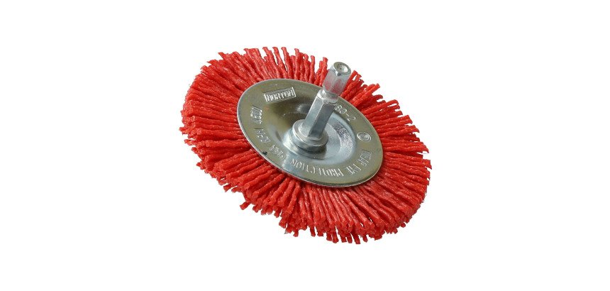 Brosse circulaire en nylon rouge Norton Ø 75 mm pour perceuse