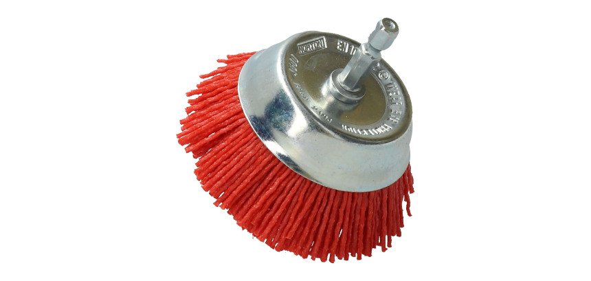 Brosse coupe en nylon rouge Norton Ø 75 mm pour perceuse