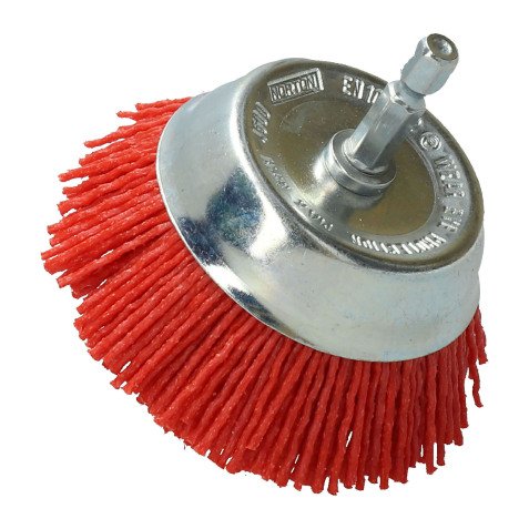 Brosse coupe en nylon rouge Norton Ø 75 mm pour perceuse