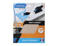 Feuilles de ponçage à main Norton multi-usages - Grain 180