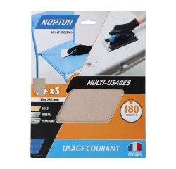 Feuilles de ponçage à main Norton multi-usages - Grain 180