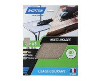 Feuilles de ponçage à main Norton multi-usages - Grain 80