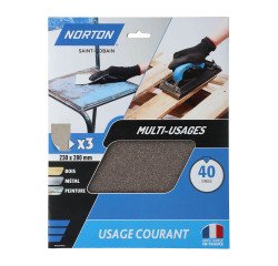 Feuilles de ponçage à main Norton multi-usages - Grain 40
