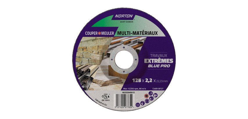 Disque de découpe 2 en 1 Norton multi-matériaux Ø 125 x 22,23 mm