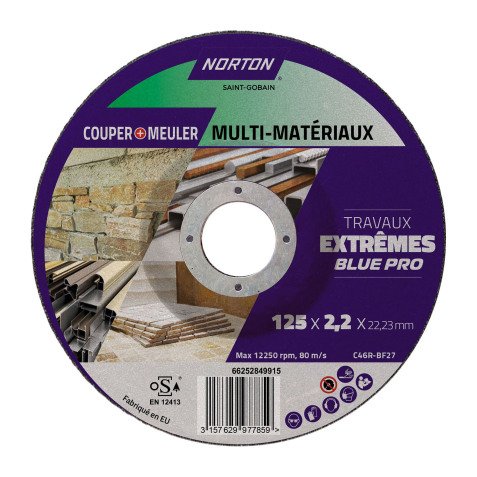 Disque de découpe 2 en 1 Norton multi-matériaux Ø 125 x 22,23 mm