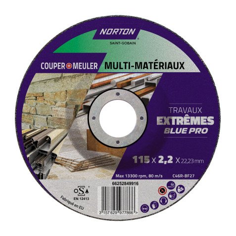 Disque de découpe 2 en 1 Norton multi-matériaux Ø 115 x 22,23 mm