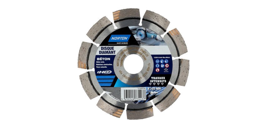 Disque diamant Norton béton Ø 125 x 22,23 mm - Nombre de segment 10