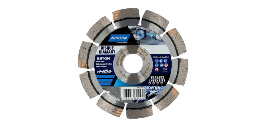 Disque diamant Norton béton Ø 125 x 22,23 mm - Nombre de segment 10