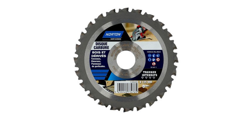 Disque carbure Norton multi-matériaux Ø 125 x 22,23 mm - Nombre de segment 24