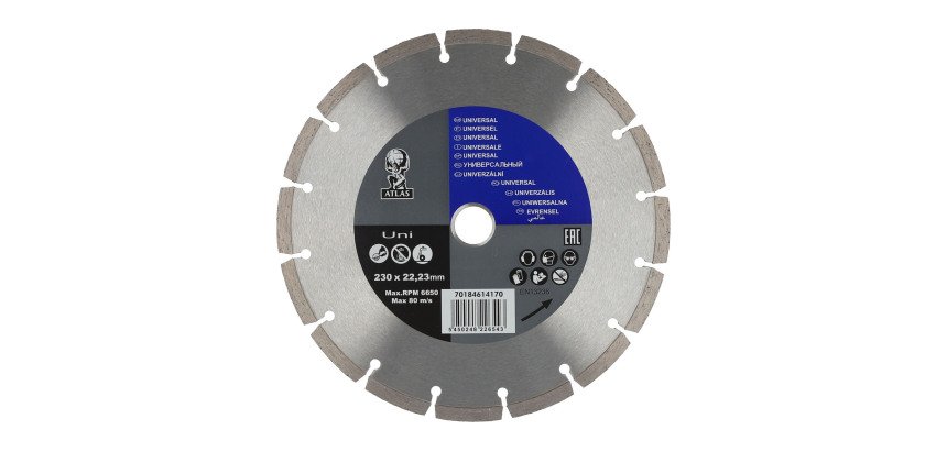 Disque diamant Atlas matériaux de construction Ø 230 x 22,23 mm - Nombre de segment 16