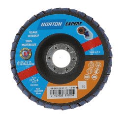 Disque à lamelles Norton Expert Ø 125 x 22,23 mm - Grain 60 - Lot de 5