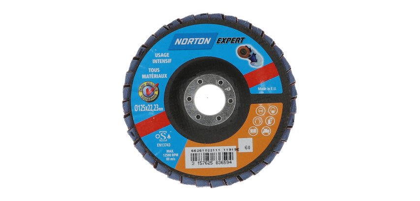 Disque à lamelles Norton Expert Ø 125 x 22,23 mm - Grain 60 - Lot de 5