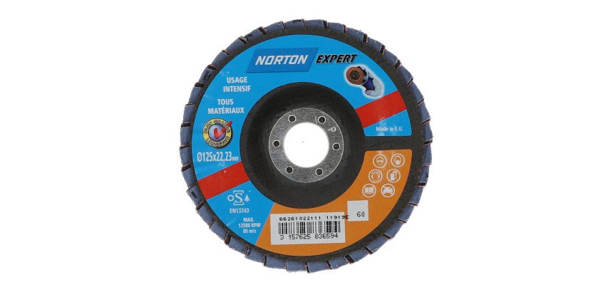 Disque à lamelles Norton Expert Ø 125 x 22,23 mm - Grain 60 - Lot de 5