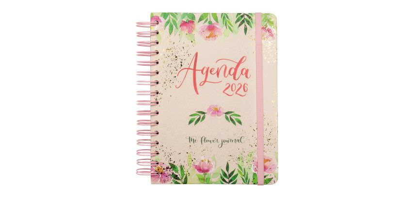 Agenda dia página espiral Journal Rosa Finocam 155 x 212 mm