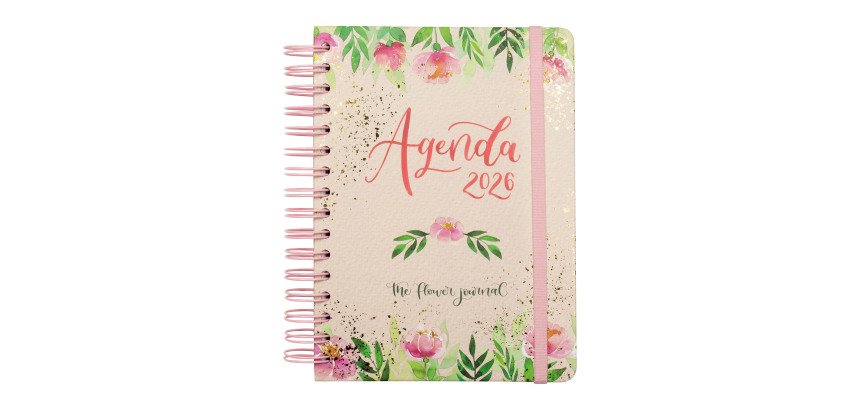 Agenda dia página espiral Journal Rosa Finocam 155 x 212 mm