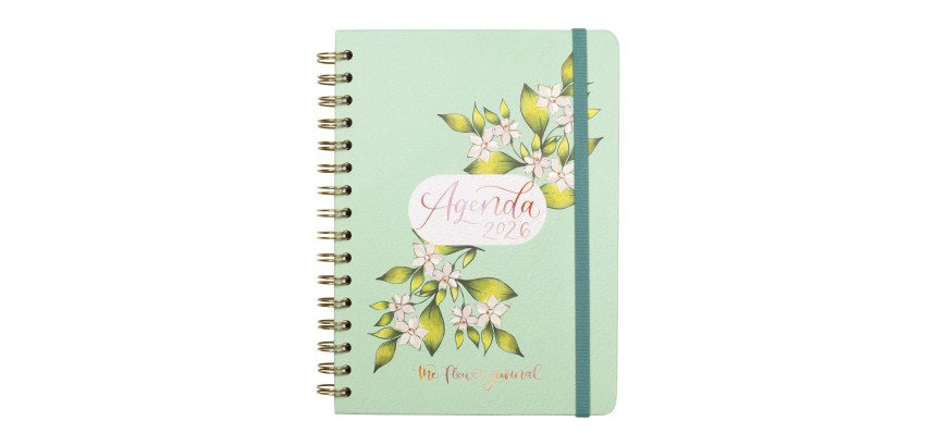 Agenda semana vista espiral Journal Verde Finocam 155 x 212 mm