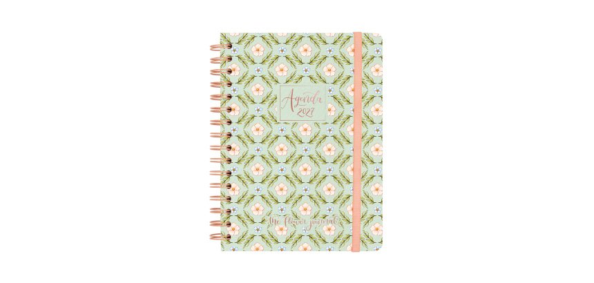 Agenda semana vista espiral Journal Verde Finocam 155 x 212 mm