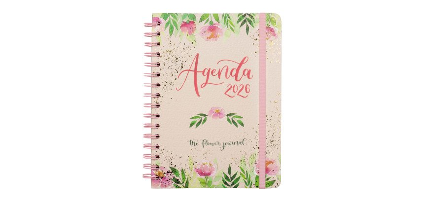 Agenda semana vista espiral Journal Rosa Finocam 155 x 212 mm