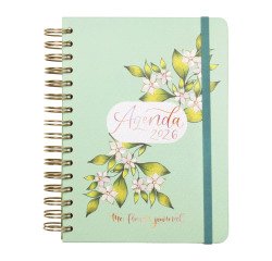 Agenda dia página espiral Journal Verde Finocam 155 x 212 mm