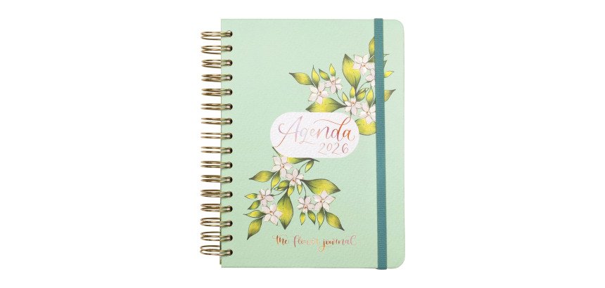 Agenda dia página espiral Journal Verde Finocam 155 x 212 mm