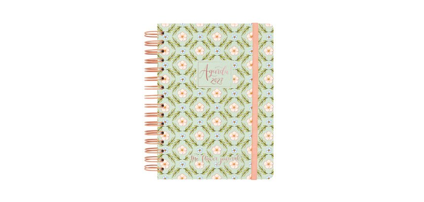 Agenda dia página espiral Journal Verde Finocam 155 x 212 mm