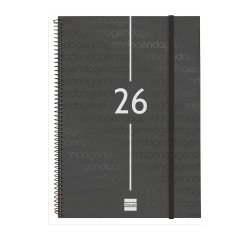 Agenda semana vista espiral Year Negra Finocam E40 210 x 297 mm