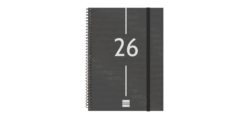 Agenda semana vista espiral Year Negra Finocam E10 150 x 212 mm Catalán