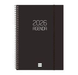 Agenda 155x212 Semana Vista Apaisada Espiral Opaque Finocam Negro