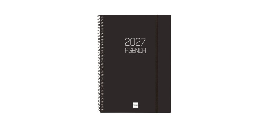 Agenda 155x212 Semana Vista Apaisada Espiral Opaque Finocam Negro