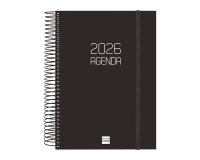 Agenda 155x212 1 Día Página Espiral Opaque Finocam Negro