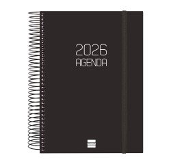 Agenda 155x212 1 Día Página Espiral Opaque Finocam Negro