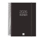 Agenda 155x212 1 Día Página Espiral Opaque Finocam Negro