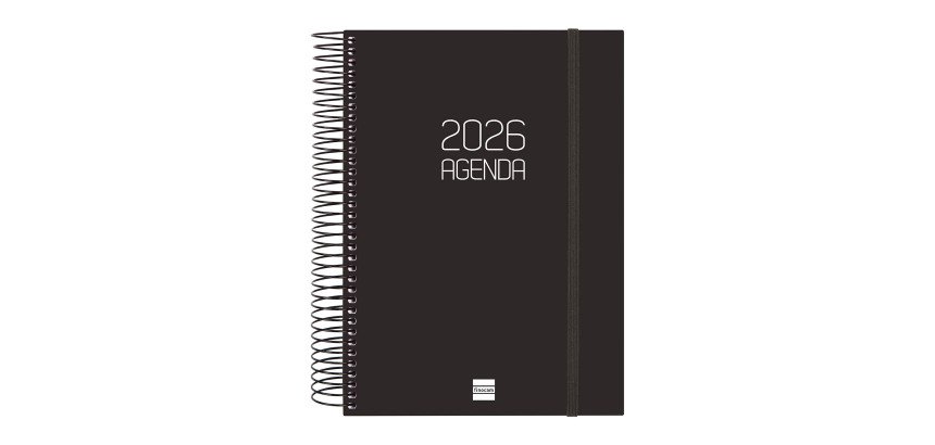 Agenda 155x212 1 Día Página Espiral Opaque Finocam Negro
